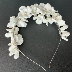 Elegant White Floral Headband for bride or as festival hair jewelry, new